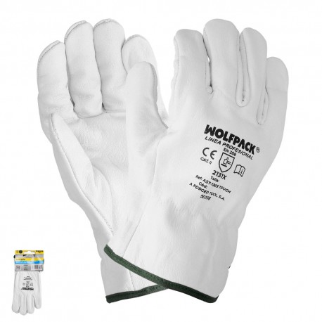 Guantes Piel FLOR  9" Con Colgador (Par)