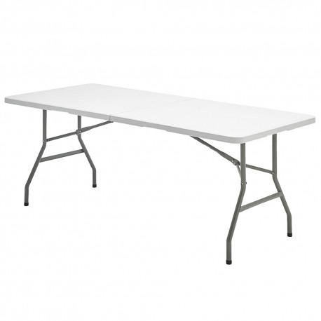 Mesa Plegable Rectangular HDPE 244x76x74 cm. Color Blanco