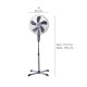 Ventilador Pie Ø 40 x 135 cm. 45 W. Oscilación Automatica, Altura Regulable, Cabezal Inclinable, Base Estable 60x60 cm.