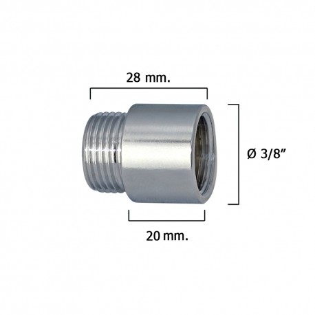 Alargadera Redonda Cromo  3/8" x 20