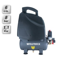 Compresor Aire 6 Litros / 8 Bares / 1,1 Kw - 1,5 HP  Sin Aceite