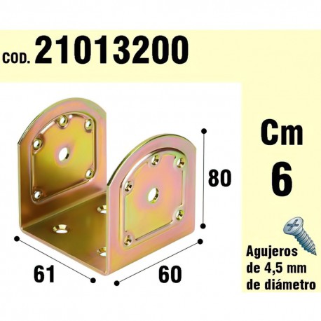 Soporte Para Madera Tipo "U"  Bicromatado 60 mm.