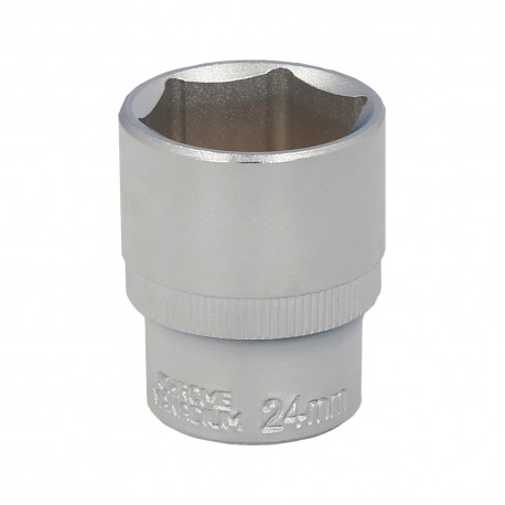 Llave Vaso 1/2" Hexagonal 24 mm. Perfil de 6 caras. Acero Cromo Vanadio, Aristas Redondas