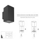 Lampara Aplique Doble GU10 IP65 Negro