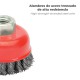 Cepillo Taza Con Alambre De Acero Trenzado Rosca M14, Ø 100 mm. Alambre de Ø 0,50 mm.