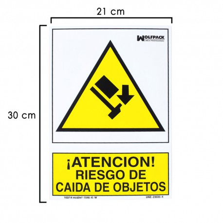 Cartel Riesgo Caida De Objetos 21 x 30 (Alt) cm.