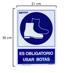 Cartel Obligatorio Uso De Botas 30x21 cm.