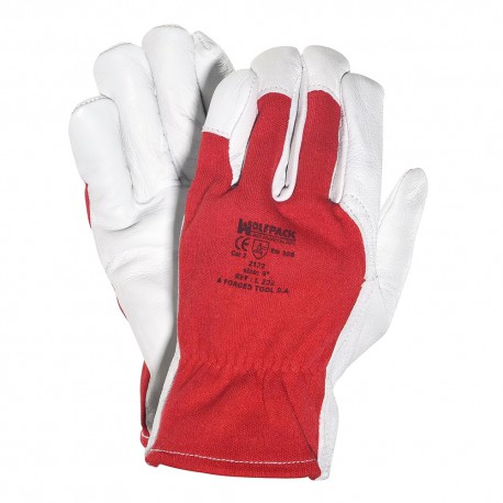 Guantes Piel / Lona Con Colgador 10" (Par)